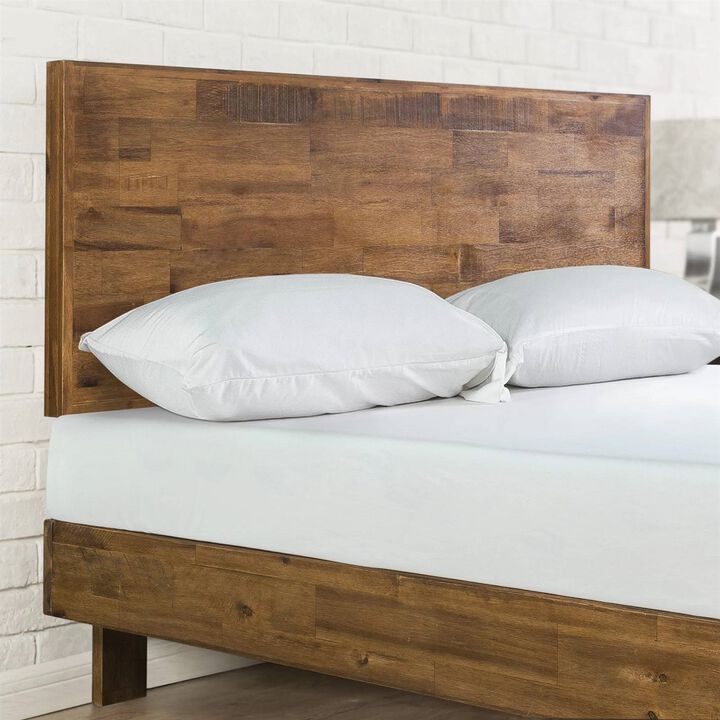 Solid Wood Platform Bed with Adjustable Headboard – Contemporary Low Profile Frame