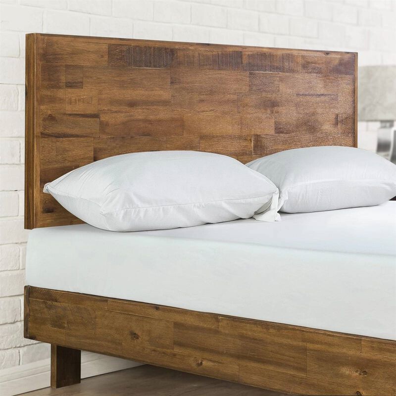 Solid Wood Platform Bed with Adjustable Headboard – Contemporary Low Profile Frame