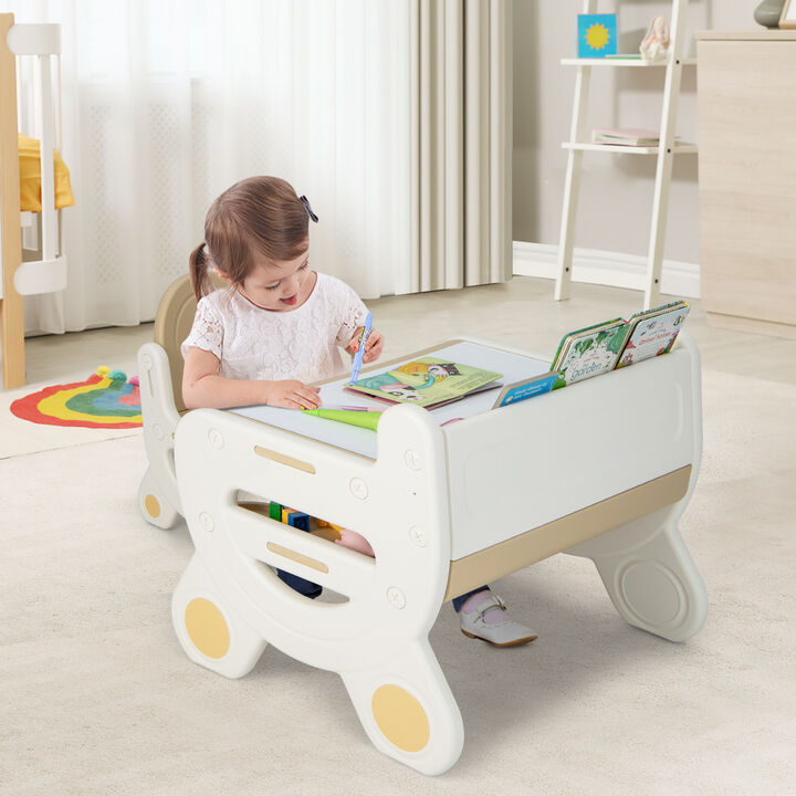 Kids Drawing Table and Chair Set with Watercolor Pens, Blackboard, and Eraser &ndash; Creative Art Station
