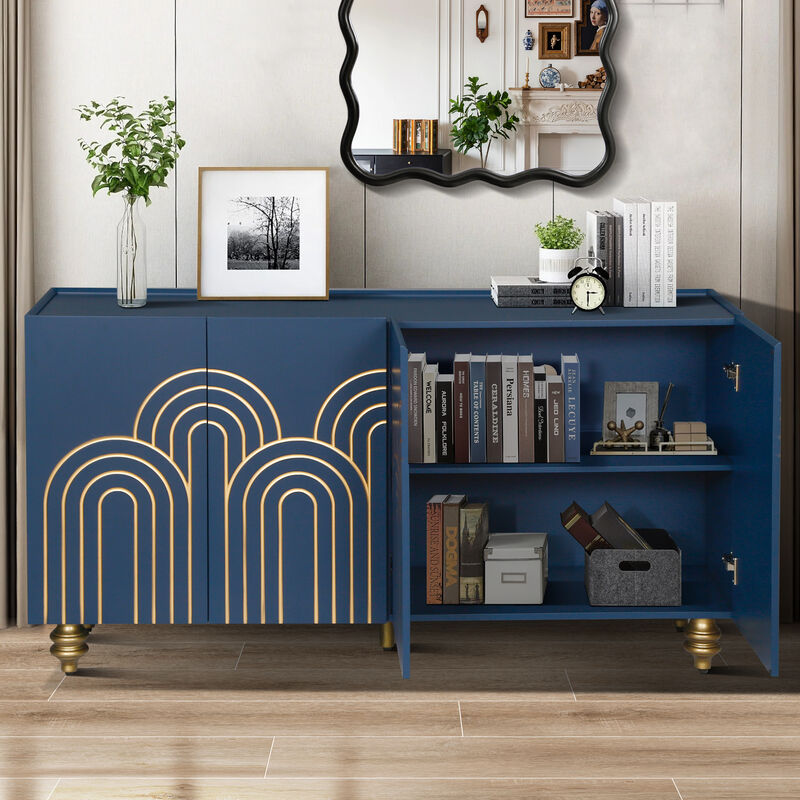 Merax Modern Fluted Sideboard Buffet Storage Cabinet