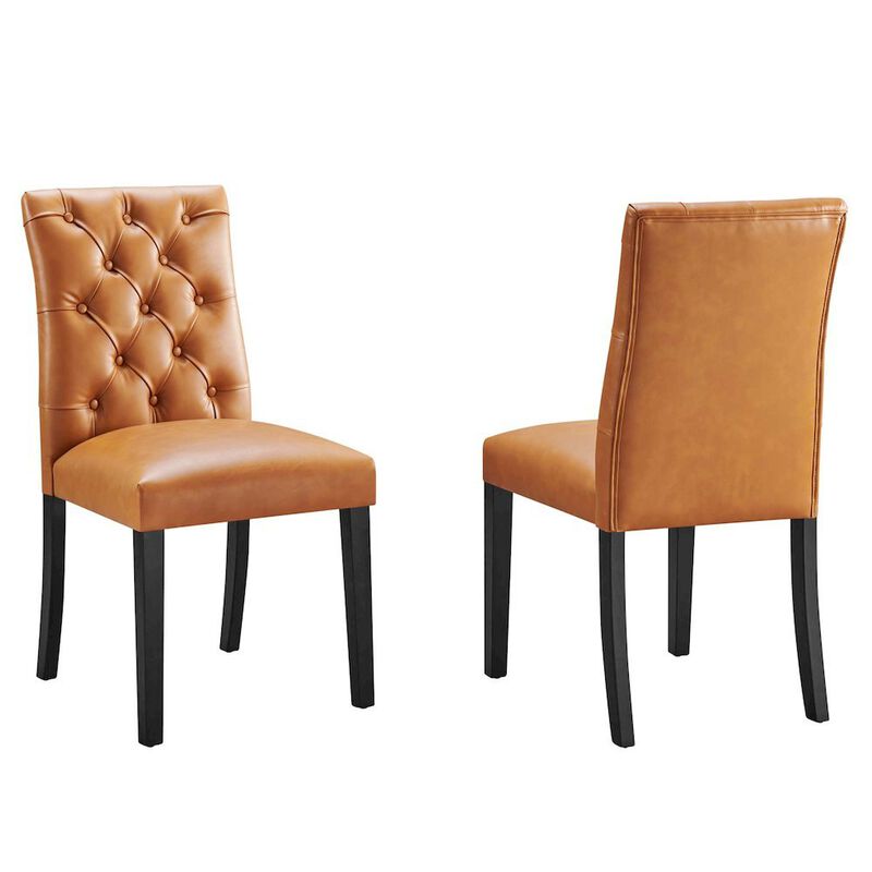 Vinyl-Upholstered Dining Chairs for Kitchen and Dining Room, Tan, Set of 2 image number 0