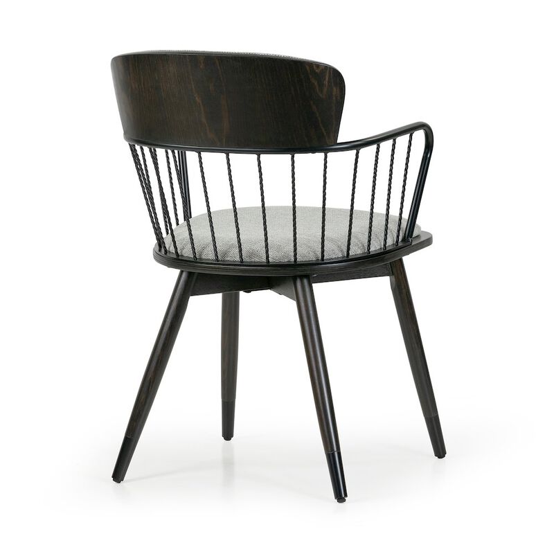 Glamour Home Set of 2 Bairn Gray Fabric Dining Chair with Dark Walnut Wood Legs