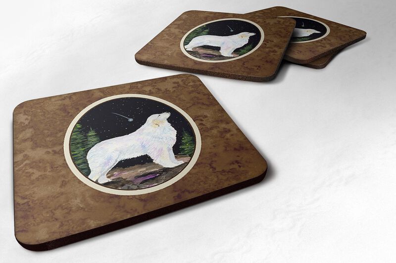 Caroline's Treasures SS8471FC Starry Night Great Pyrenees Foam Coasters Set of 4 (Set of 4), 3.5 H x 3.5 W, Multicolor image number 0