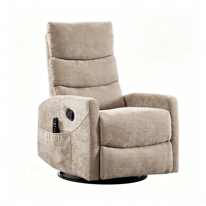 Heat Massage Manual Recliner Chair with Rocker and Swivel in Fabric
