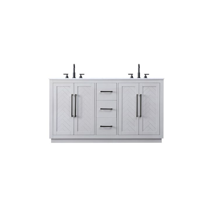 Elegant Kitchen and Bath 60 inch Double Bathroom Vanity in Grey