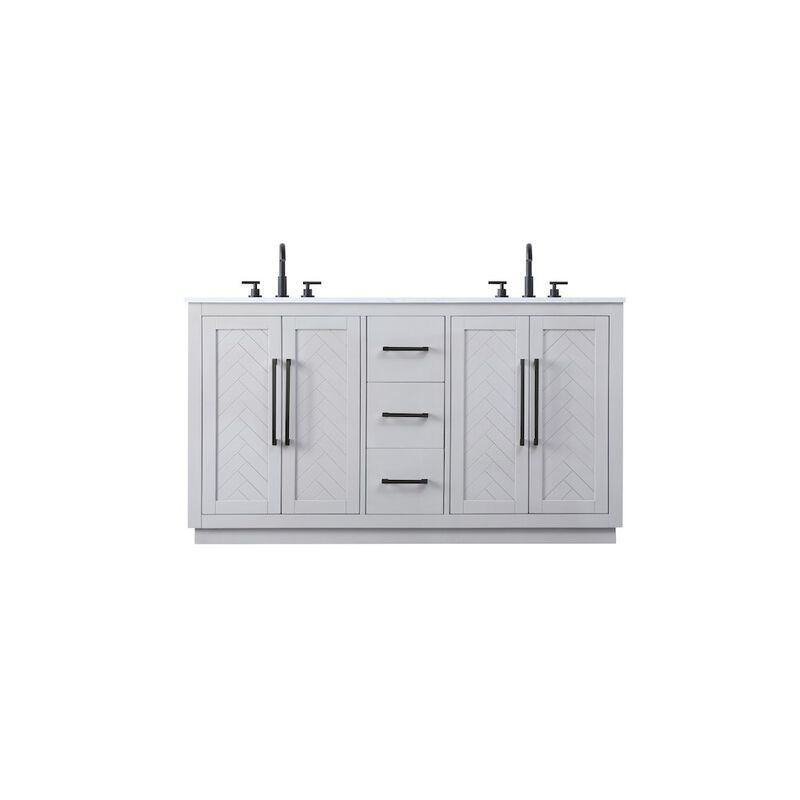 Elegant Kitchen and Bath 60 inch Double Bathroom Vanity in Grey
