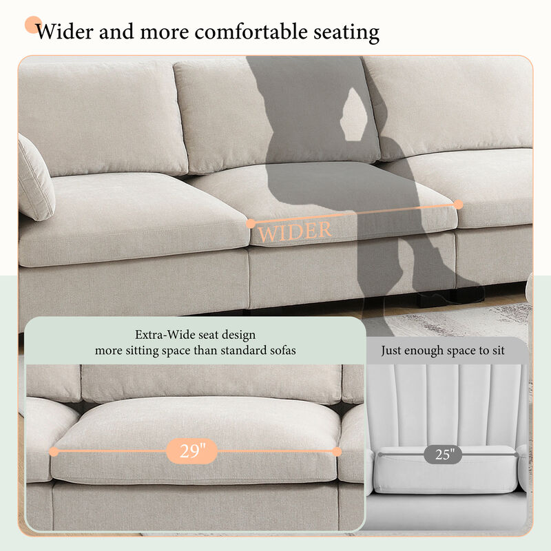 Merax ectional Sofa, L-Shape with Folding Table and Dual-Port Charging