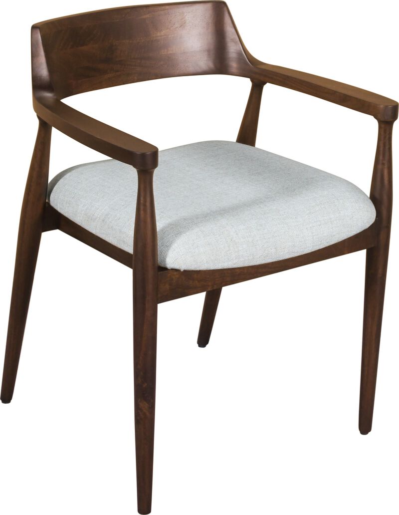 Amaroo Solid Mango Linen Upholstered Dining Arm Chair in Honey Date