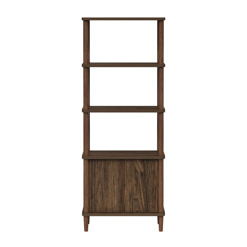 Teamson Home Ellery Freestanding 5-Tier Storage Cabinet with Open Shelves & Drawers, Walnut image number 6