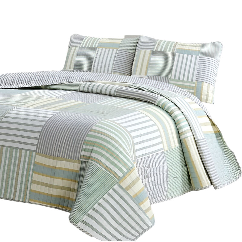 Vintage-Inspired Reversible Patch Quilt Set – 100% Cotton Comfort