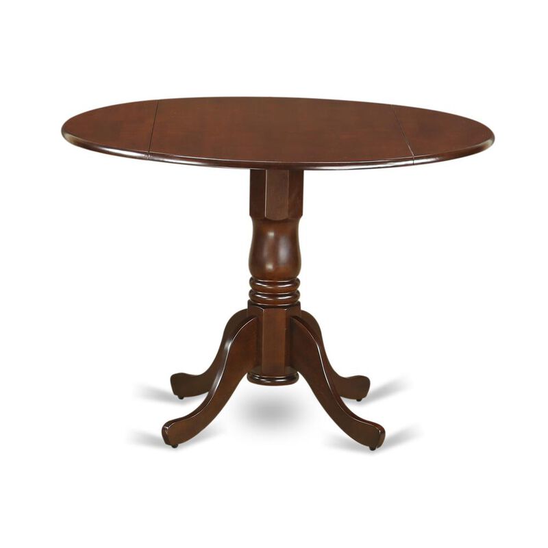 East West Furniture Dublin  Round  Table  with  two  9  Drop  Leaves  in  a  Mahogany  Finish