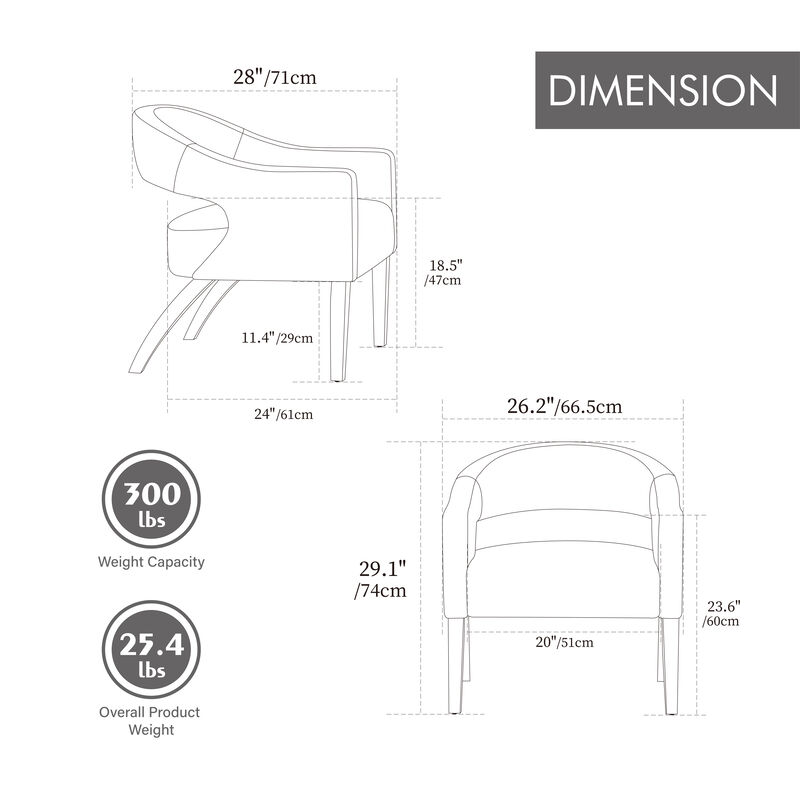 Merax Mid-Century Modern Faux Leather Accent Chair