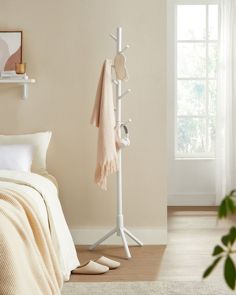 Coat Rack with 8 Hooks, Solid Wood Coat Tree Free Standing, 18.5 Inch Dia Base, for Clothes image number 2