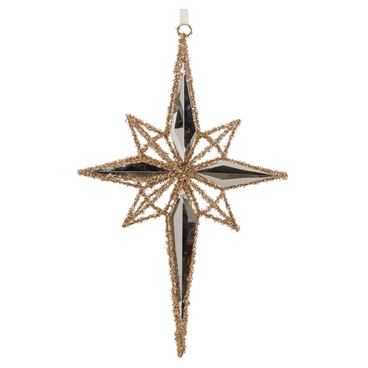 19.5-Inch Tinsel Star Ornament – Large Holiday Decoration for Tree, Wall, or Mantel Display