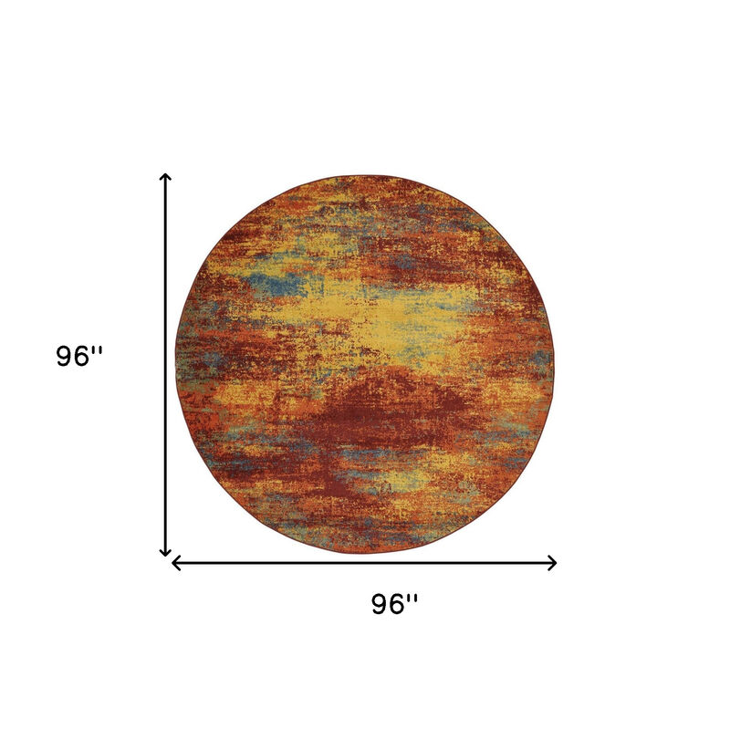 HomeRoots Round Abstract Indoor Outdoor Area Rug image number 6
