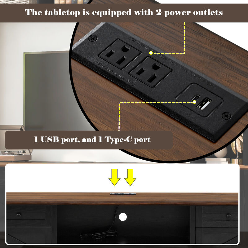 Merax 98" Farmhouse TV Stand with Storage & Charging Ports image number 4