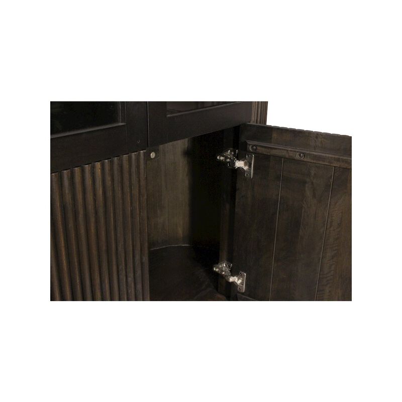 Alex Hamilton Odin 2-Glass Door Cabinet in Charred Ember Finish on Mango Wood