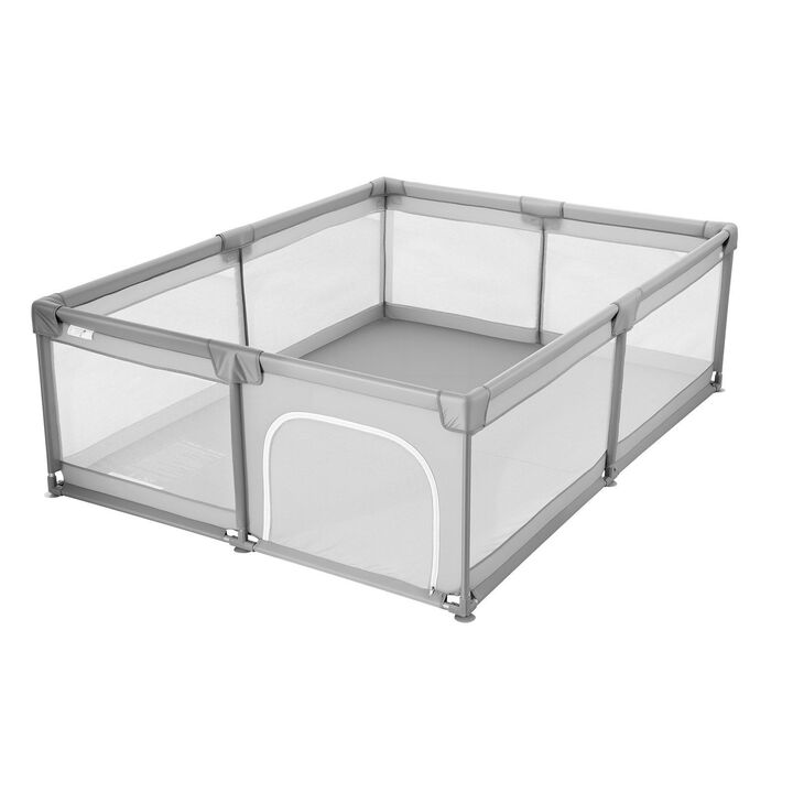 Baby Playpen for Toddlers, Indoor Outdoor Play Yard with Zipper Door & Mesh
