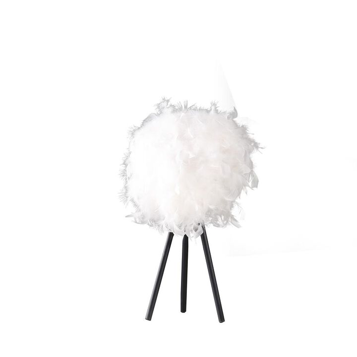 Hivvago 21" Black and White Faux Feather Tripod Table Lamp