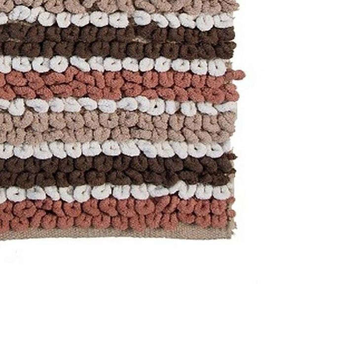 Dense Lush Pile Of This Luxurious Yarn Dyed Multi Colored Bath Rug With Non-Skid Back Is Super Soft 24" X 40" Brown/Taupe/White