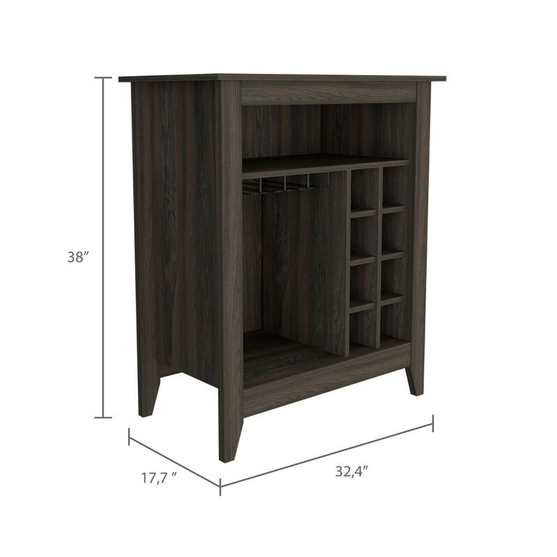 DEPOT E-SHOP Mojito Bar Cabinet, Six Built-in Wine Rack, One Open Drawer, One Open Shelf, Carbon Espresso