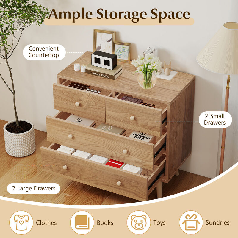 Wide 4-Drawer Wooden Storage Dresser for Bedroom Living Room image number 6