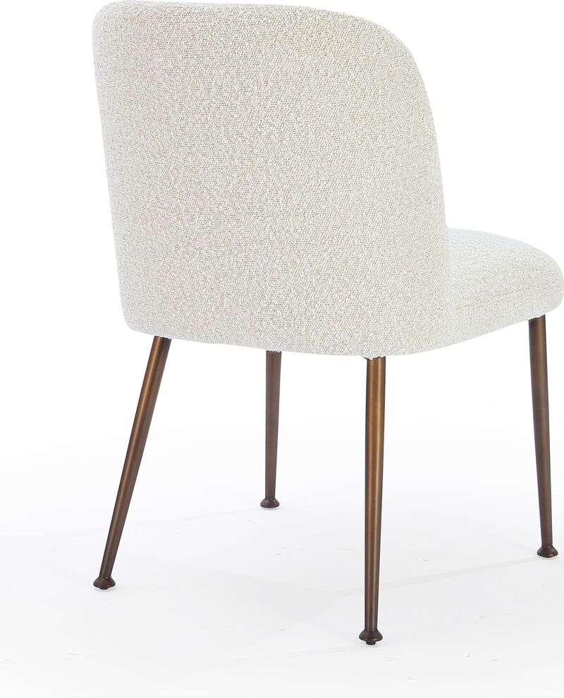 Avery Upholstered Dining Chair in Ricotta Boucle and Bronze Metal - Set of 2