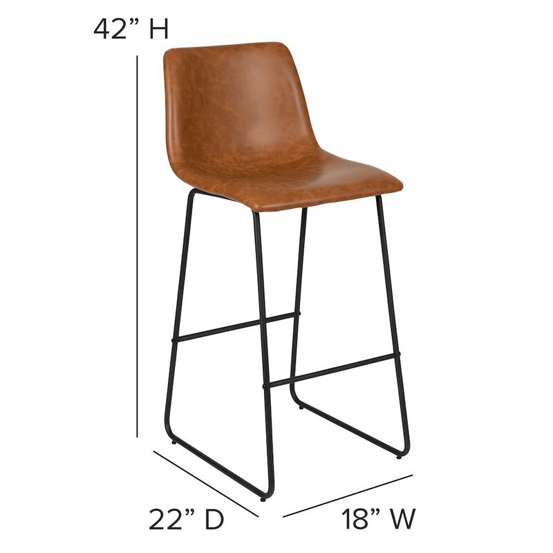 Flash Furniture 30 Inch LeatherSoft Bar Height Barstools in Light Brown, Set of 2 image number 3