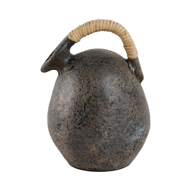 12" Terracotta Jug Vase, Gray image number 4