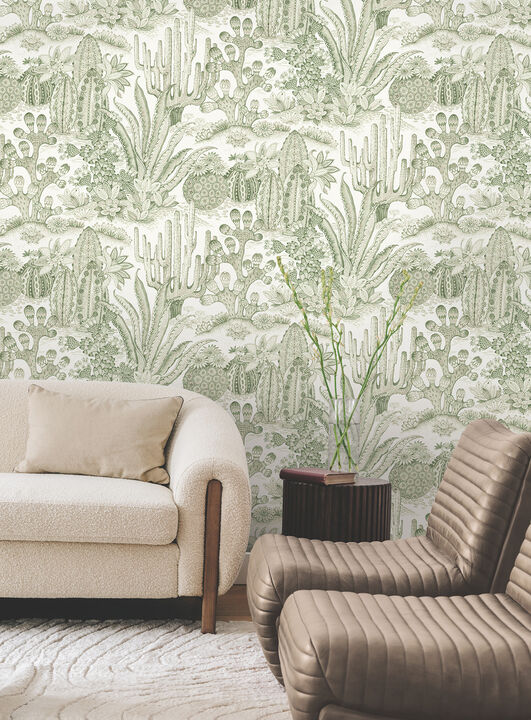 Lotus Land Cacti Palm Wallpaper