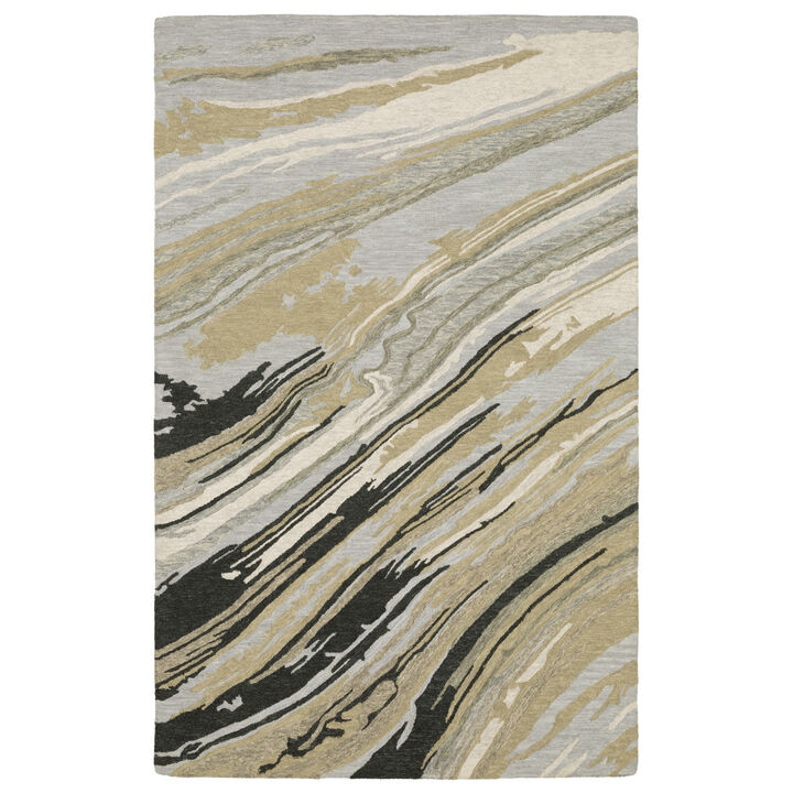 HomeRoots Wool Abstract Hand Tufted Runner Rug