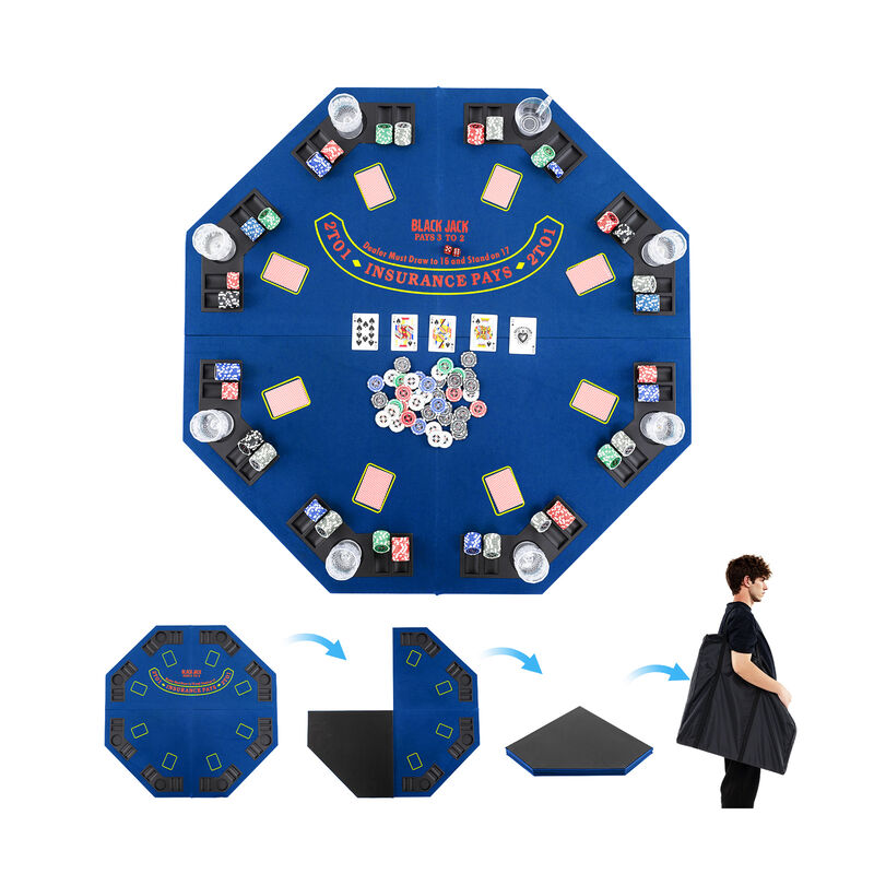 Portable 8 Player Poker Table Top with Built In Cup Holders and Chip Trays image number 3