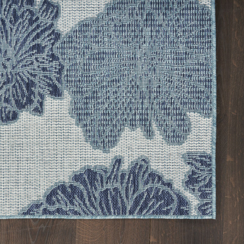 HomeRoots 9' X 12' Navy Blue And Ivory Floral Indoor Outdoor Area Rug image number 3