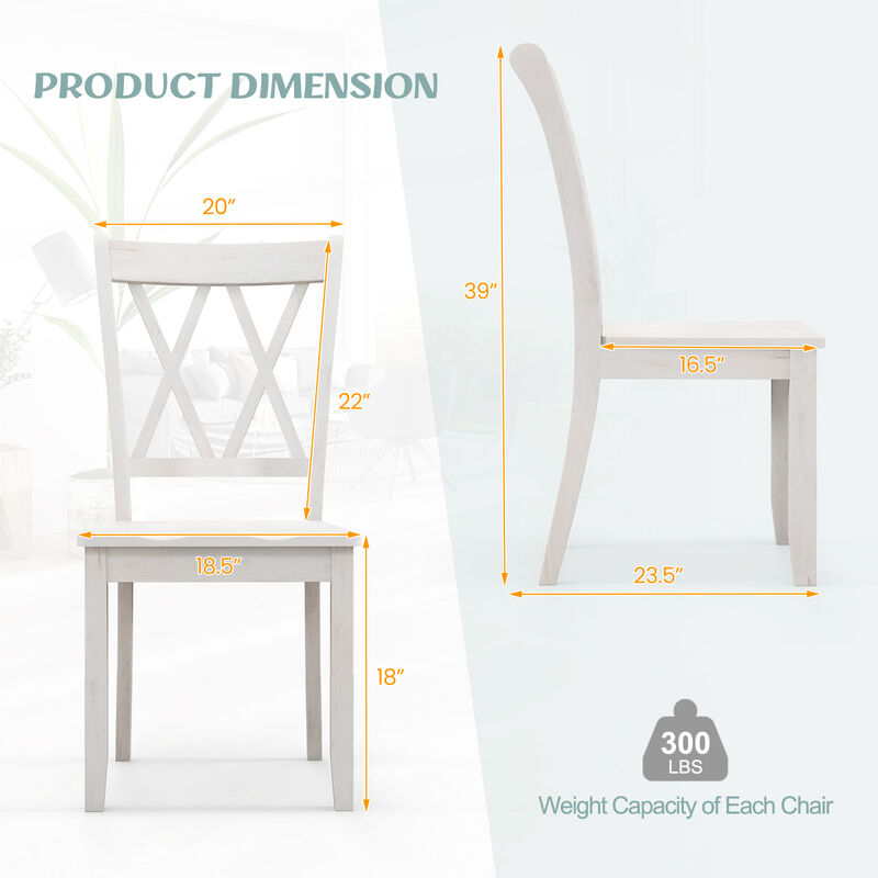 Set of 2 Cross Back Rubber Wood Dining Chairs