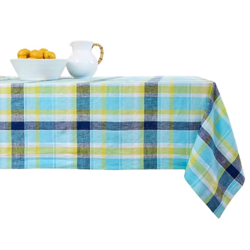 Solino Home 100% Pure Linen Tablecloth - Summer Madras Plaid