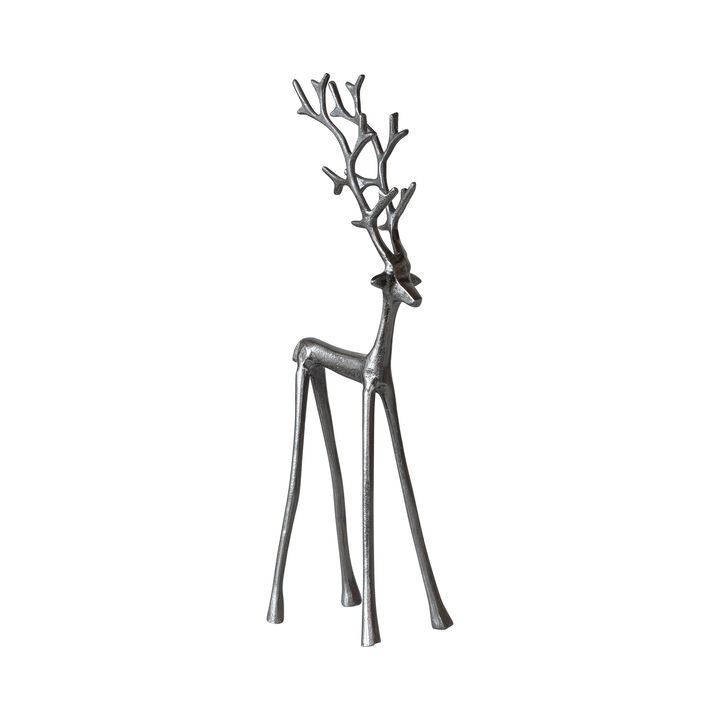 Thin Shaped Cast Aluminum Reindeer, Gunmetal Finish