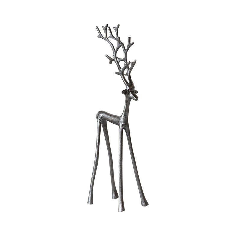 Thin Shaped Cast Aluminum Reindeer, Gunmetal Finish image number 0