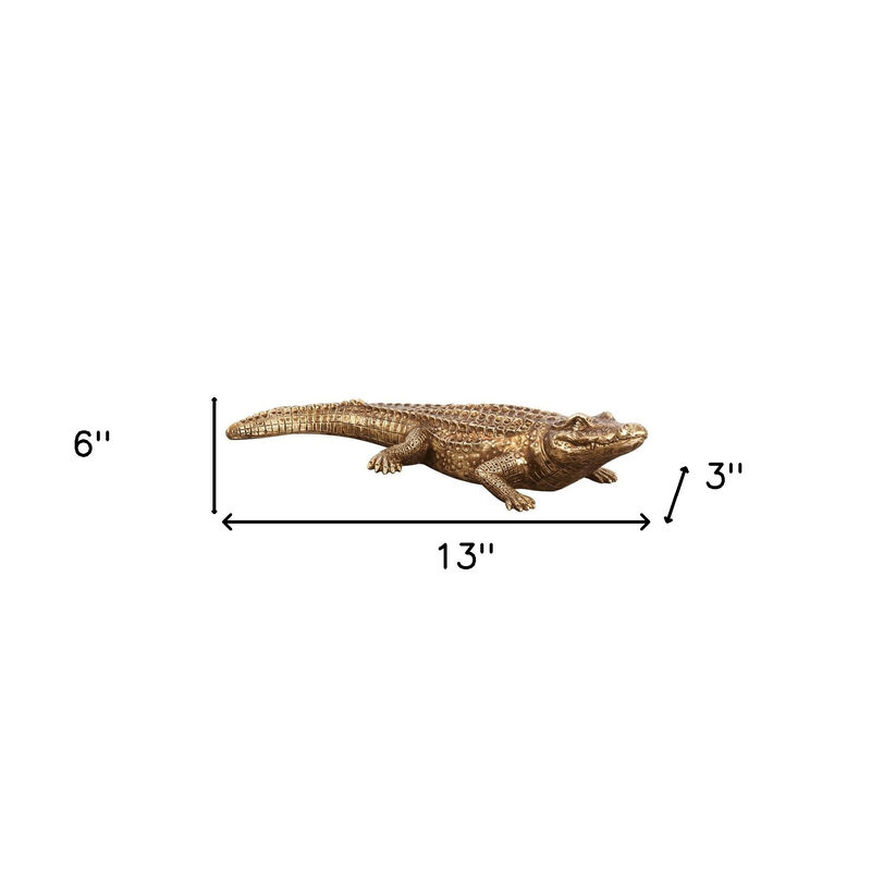 HomeRoots Crocodile Brass Finish Sculpture image number 3