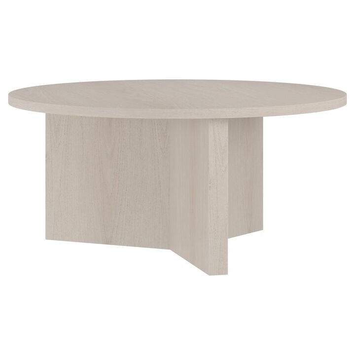 Hudson&Canal Anders 36 Wide Round Coffee Table in Alder White