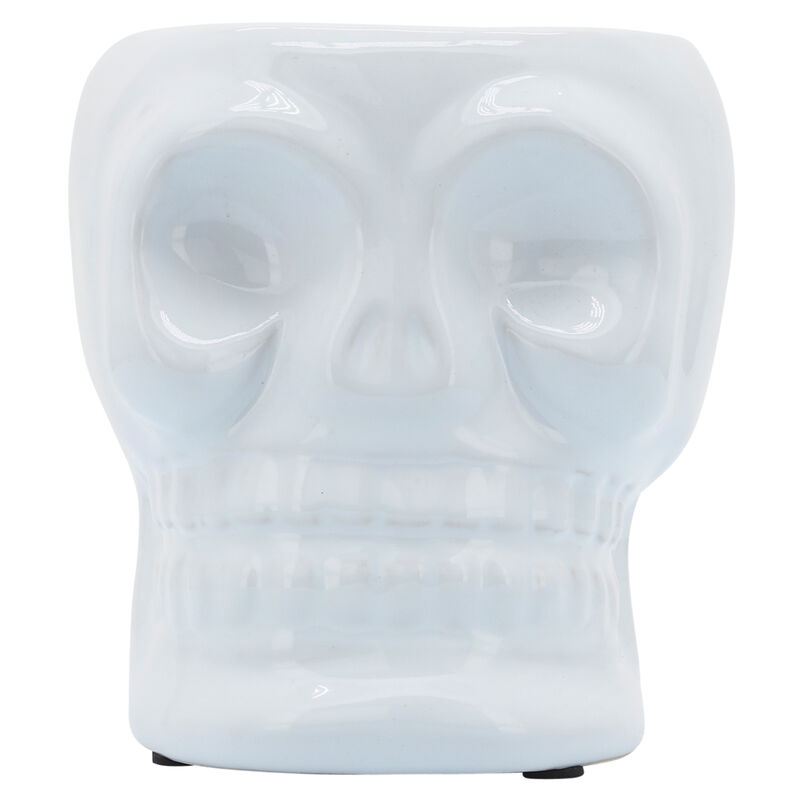 Cer, 5" Skull Vase, White image number 0