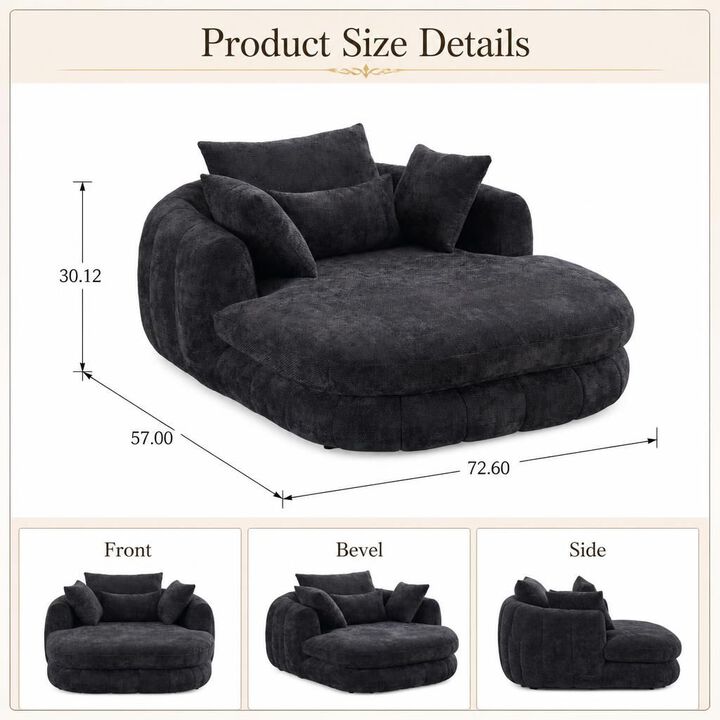 GOODSILO Oversized Indoor Chaise Lounge Chair Deep Seat Chenille Cloudlike Comfortable Reading Chair for Living Room Bedroom