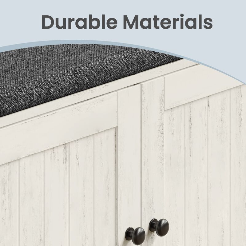 Storage Bench with Door Shoe Cabinet for Entryway Organization image number 5