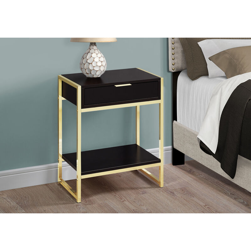 Functional Wood and Metal End Table &ndash; Space-Saving Side Table with Storage Drawer