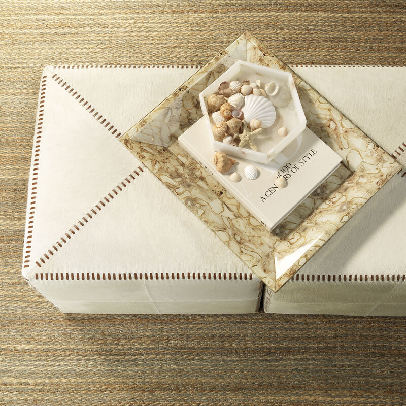 White Large Hair on Hide Ottoman