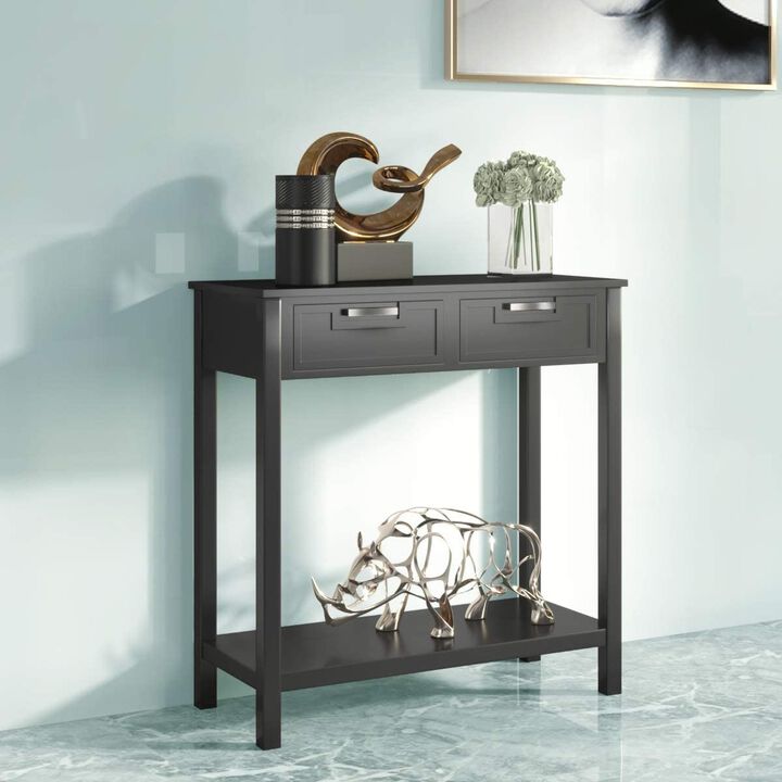 Modern Entryway Accent 2 Drawer Sofa Side Table