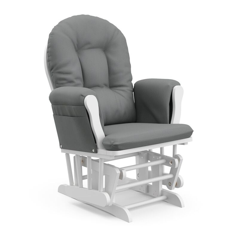 Storkcraft Hoop Glider and Ottoman - White with Gray