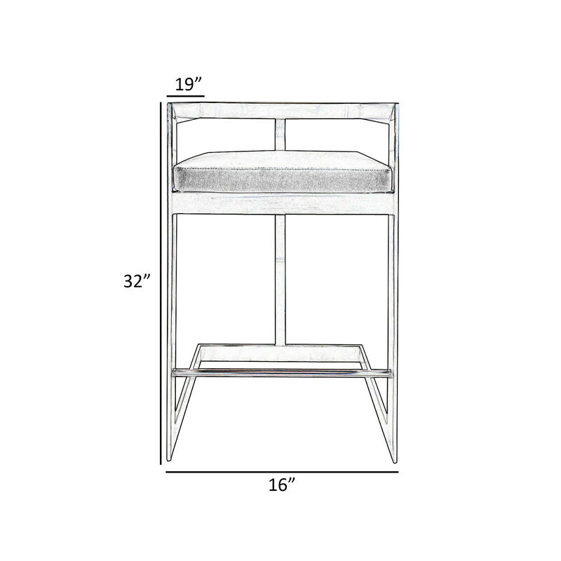 Keyn 26 Inch Counter Stool Chair, Faux Leather, Steel Base, Black, Gold - Benzara
