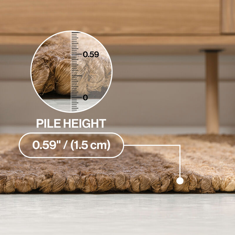 Jayden Rustic Farmhouse Woven Jute Stripe Area Rug