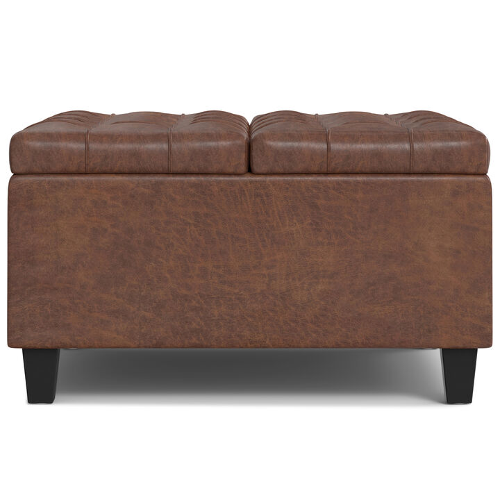 Simpli Home Harrison Small Square Coffee Table Storage Ottoman