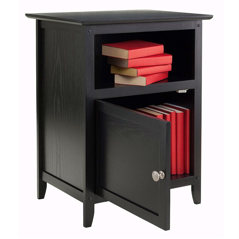 Hivvago Black Shaker Style End Table Nighstand with Shelf